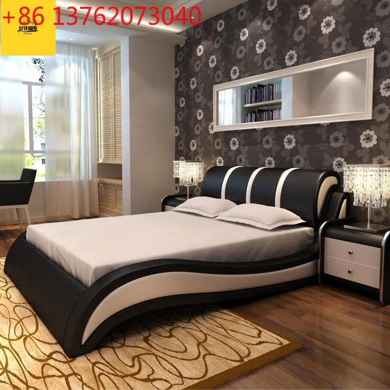 

Leather double bed Nordic simple modern wedding bed master bedroom