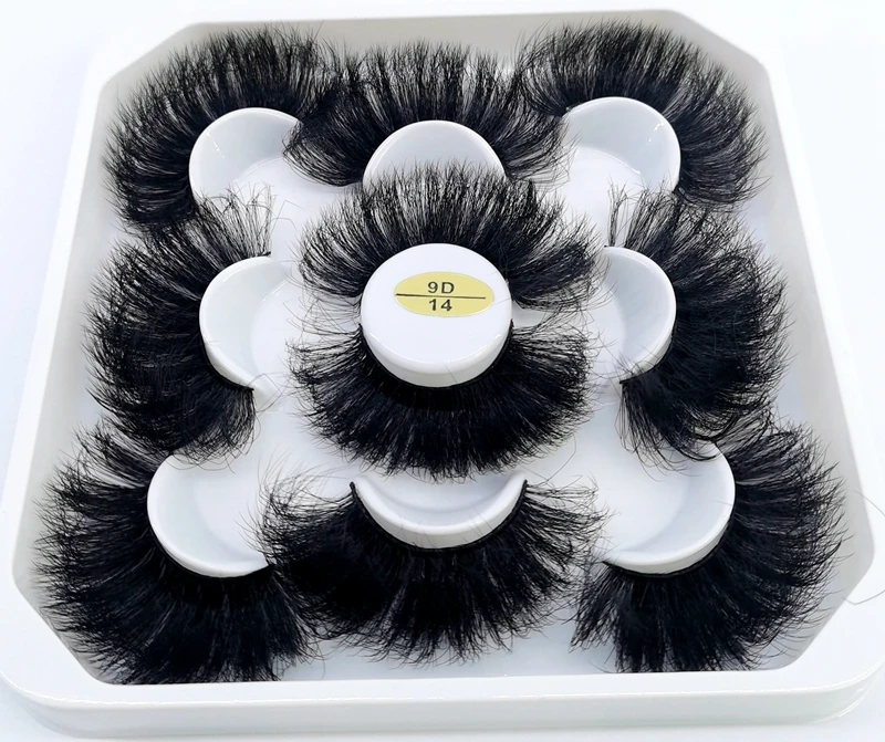 5 Pairs 25mm 3D Mink Lashes Bulk Russian Volume Fluffy Natural False Eyelashes Thick Dramatic Mink Eyelashes Wholesale maquiagem