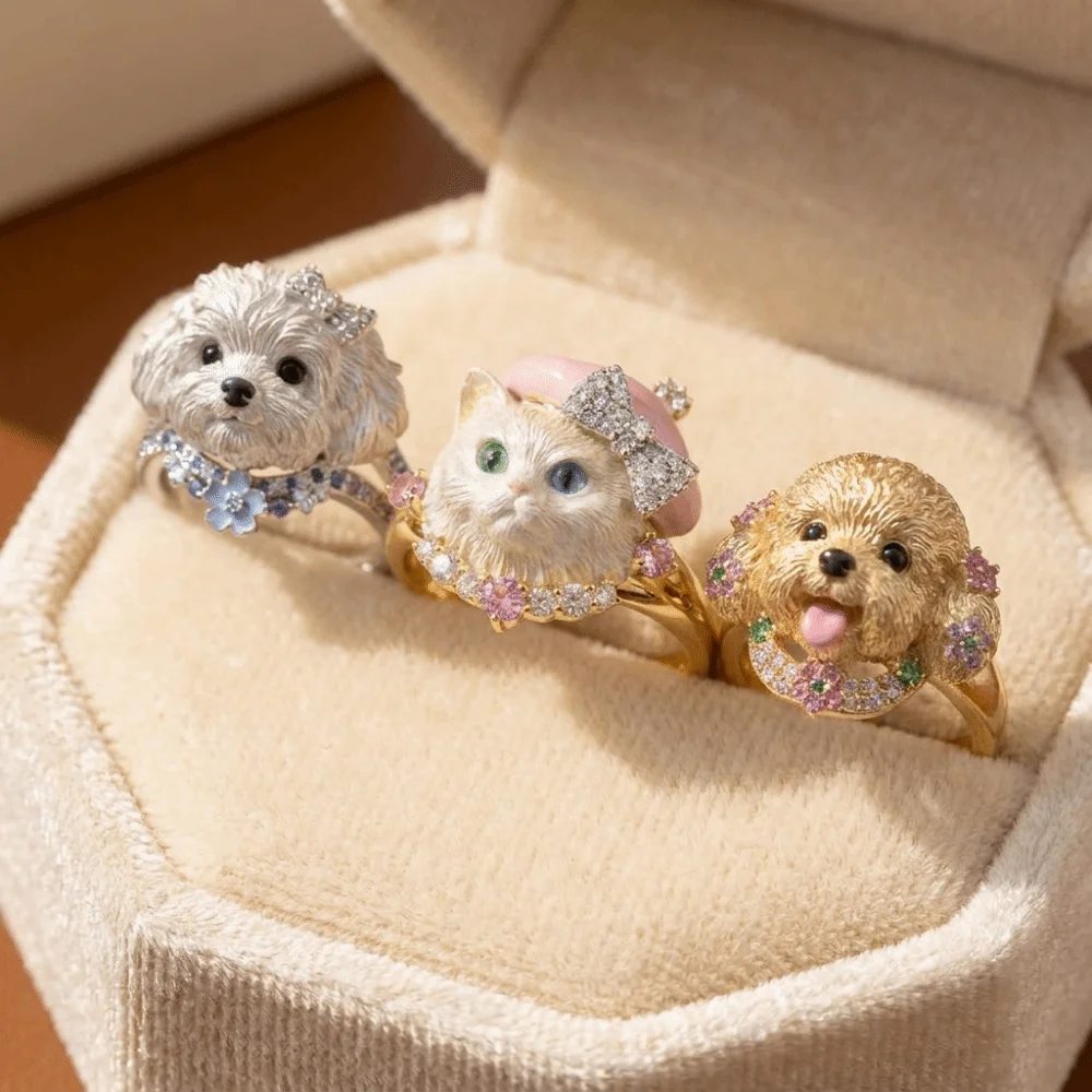 Elegant Open Band Cat Open Ring Adjustable Fit Shiny Finish Open Ring Cat Shape Creative Index Finger Ring Gift for Cat Lovers