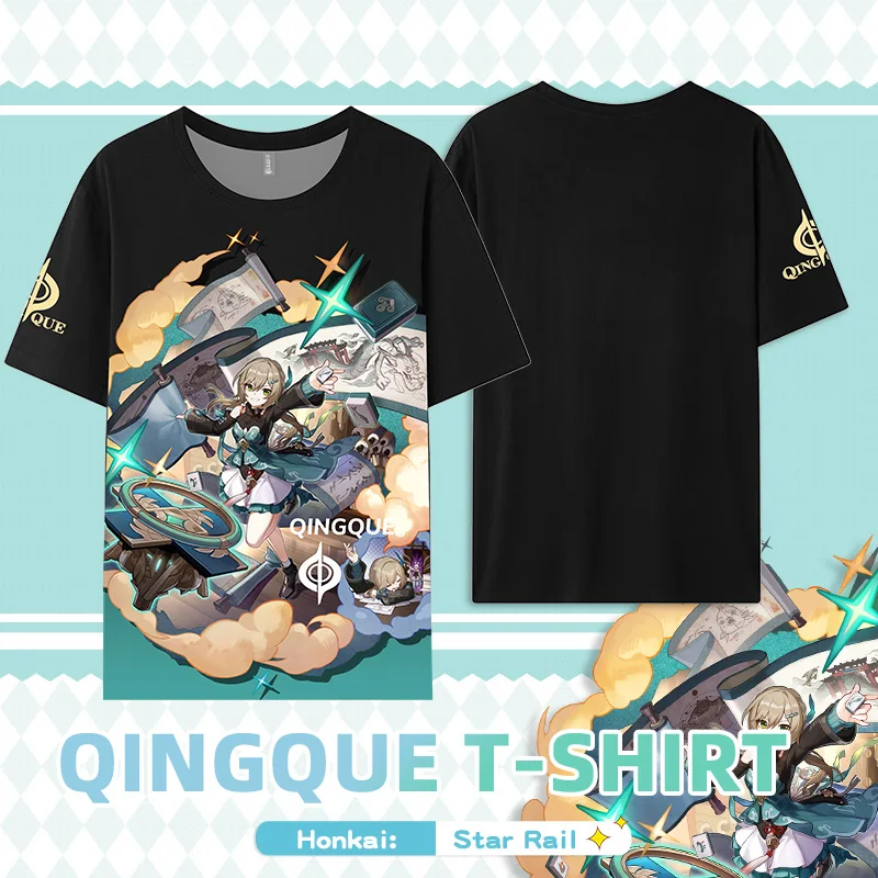 Anime Honkai: Star Rail Cosplay Short-sleeved T-shirt Qingque Men Women T-shirts