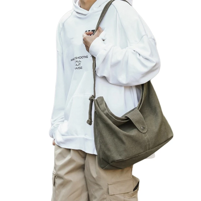 Trendy Unisex Canvas Sling Bag Crossbody Shoulder Bag with Adjustable Strap for Students and Professionals