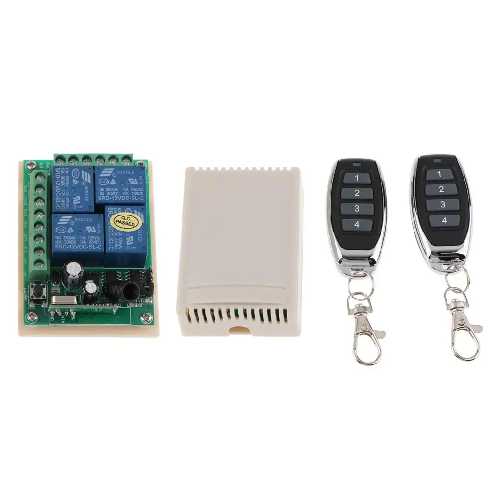 Wireless Remote Control Switch 4 Channel Relay Receiver 433mhz Smart Controller for Electric Gate Motor Door