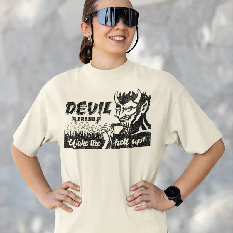 Retro Devil Brand Coffee T-Shirt, Coffee Lovers T Shirt, Great Gift for Coffee Lovers, Unisex Comfort Colors