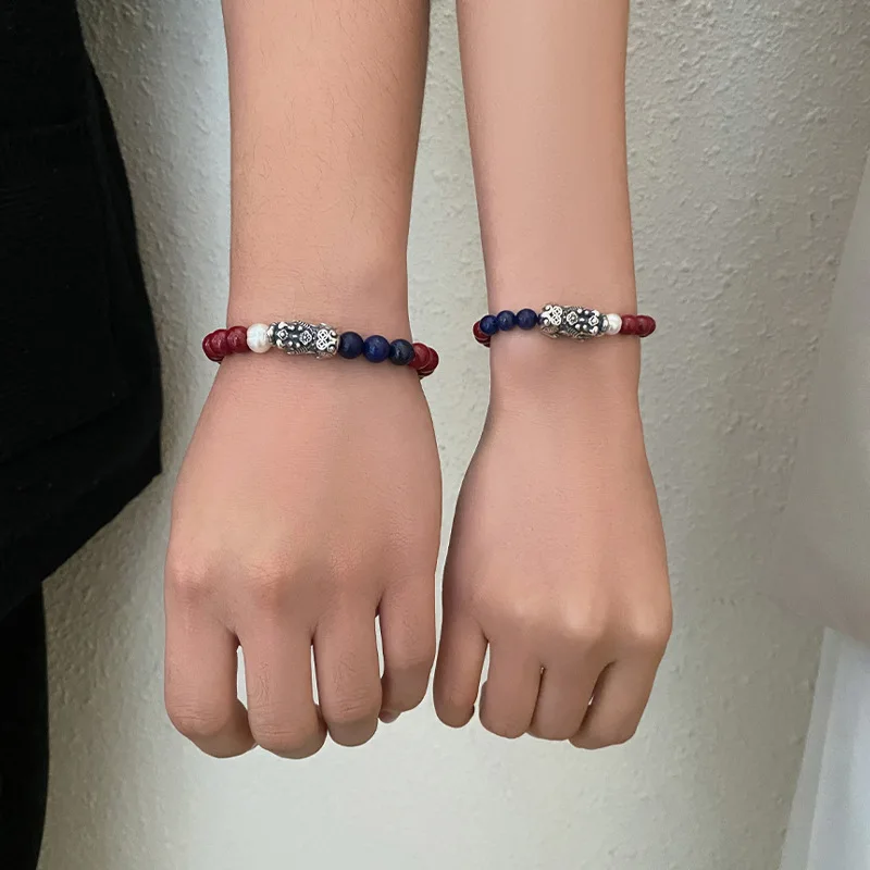 جديد 999 محظوظ Pixiu زوجين سوار الطبيعية الأرجواني الذهب الرمال اليد سلسلة جديد النمط الصيني اللازورد اليد مجوهرات #4