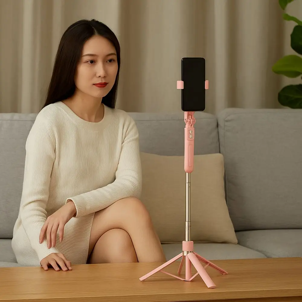 1,7 m Bluetooth-Selfie-Stick, kabellose Fernbedienung, faltbares Design, Selfie-Stick-Halterungen, erweiterbar 360° °   Drehbarer Telefonständer