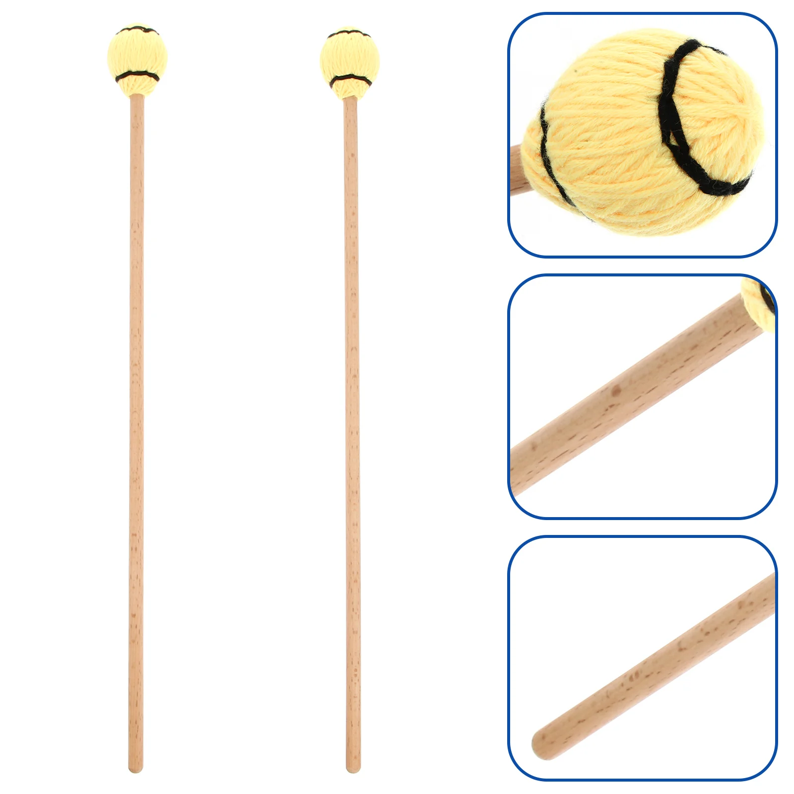 

2 Pcs Firth Marimba Mallets Maple Drumsticks Xylophone Malletsxylophone Yellow Musical