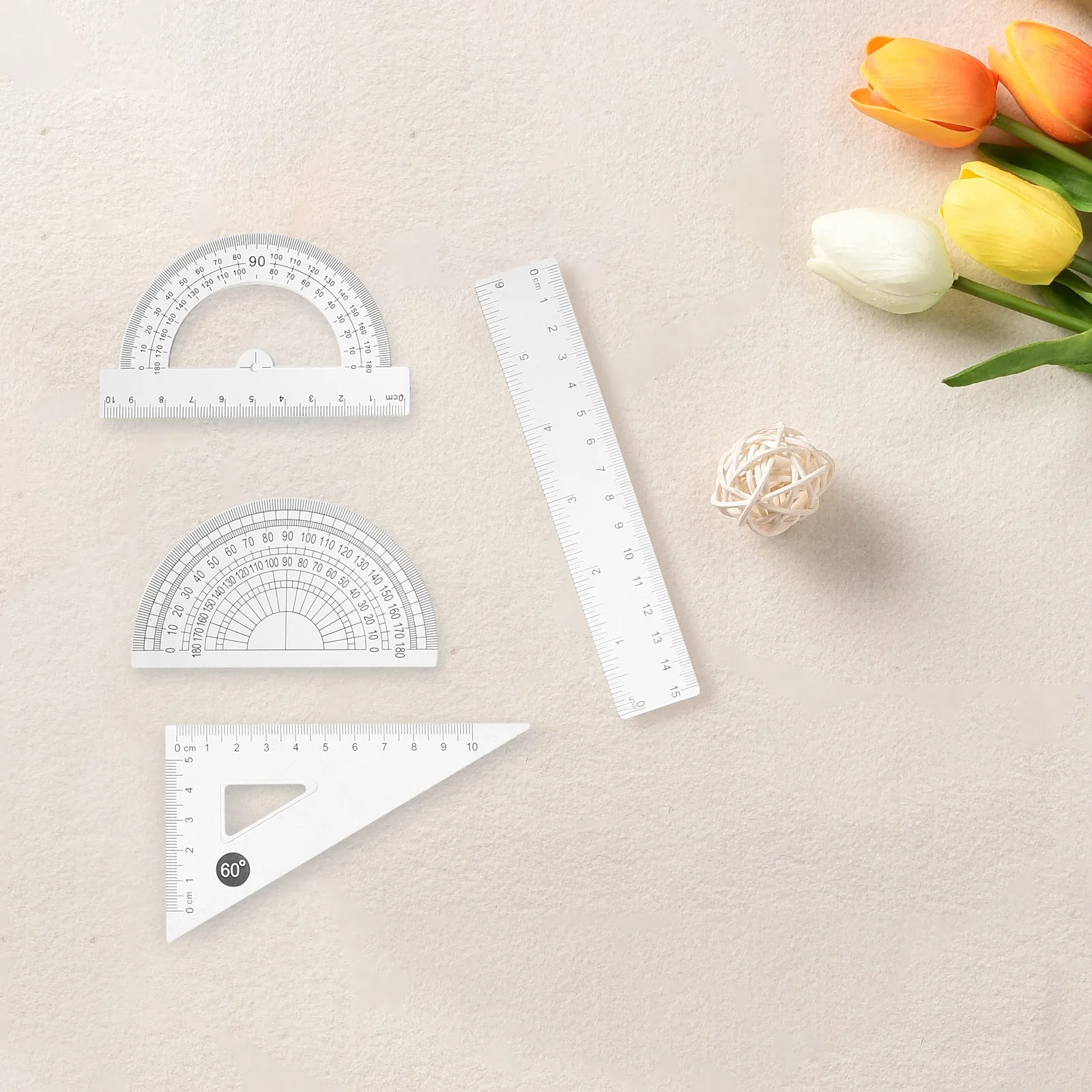 

8pcs Triangle Ruler Set Clear Plastic Transparent Design for Geometry Math Classroom Student Use Mini Portable Storage