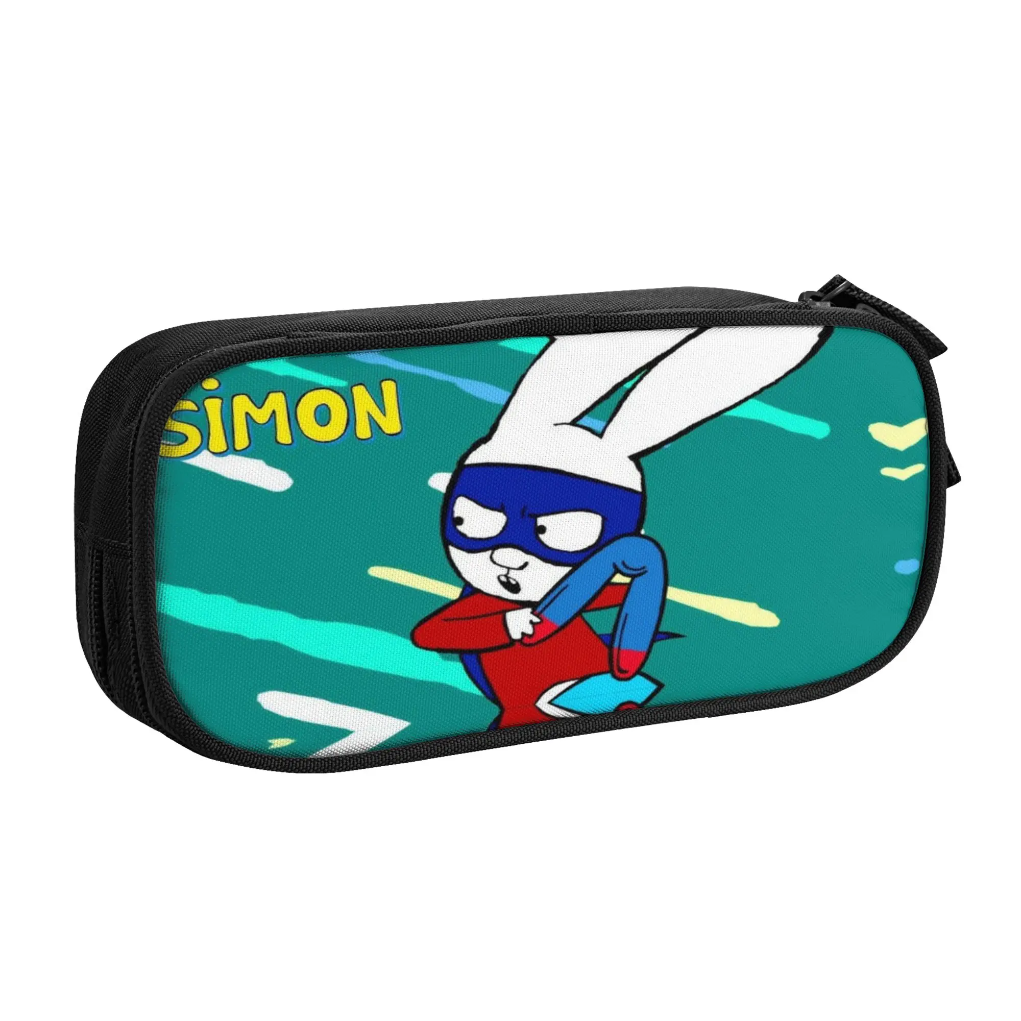 Large Capacity Pen Box Simon Super Rabbit Office Accessories  Double Layer Pencilcase Women Makeup Bag Suprise Gift