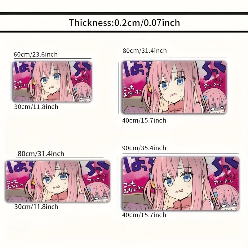1 unidade – Tapete de jogos de borracha antiderrapante grande estilo anime fofo, tapete de mesa durável com bordas costuradas grossas, ideal para escritório doméstico e G