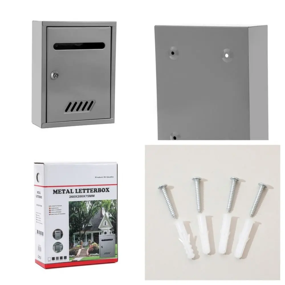 

Wall Mounted Mailbox Letter Box Metal with Lock Postbox Waterproof Easy To Install Mailbox Versatile Drop Box for Outside House
