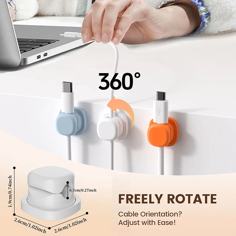 3/6-pcs Household Cable Clamp Kit with Rotatable Base and Anti-slip Design Suitable for Home and Car Work Desk with Mobile