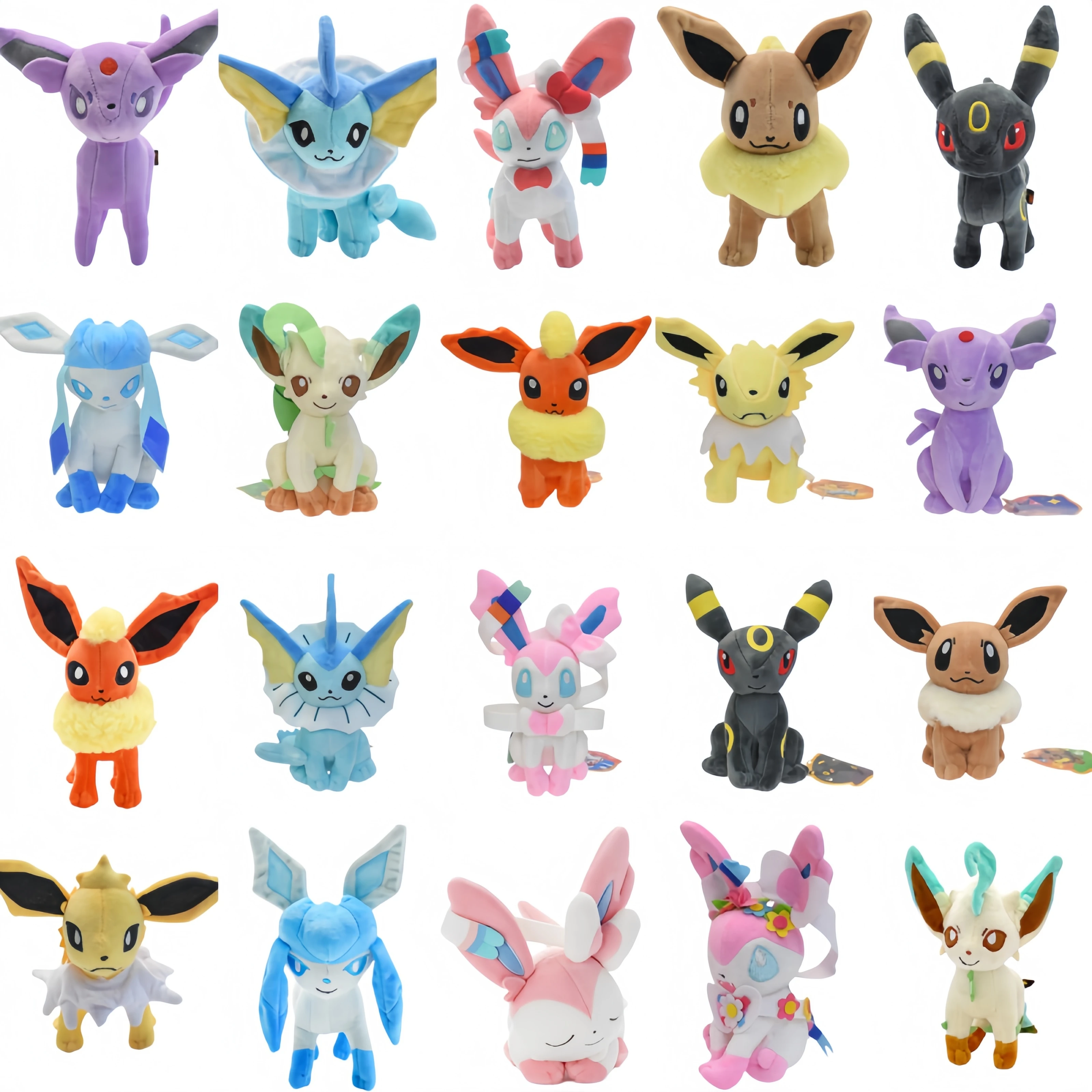 

Набор плюшевых игрушек Покемон: Флареон, Вапореон, Эспеон, Эмбреон, Глейсион, Лефейон, Пасхальный Сильвеон. Игрушки-плюшики, подарки на Рождество.