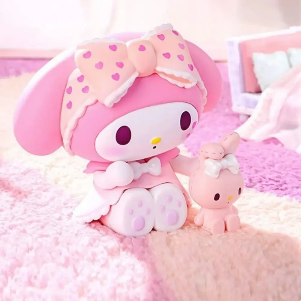 Sanrio figura ciega Kuromi My Melody figuras de juguete serie de pijamas colección, decoración del hogar para niños, regalo de Navidad