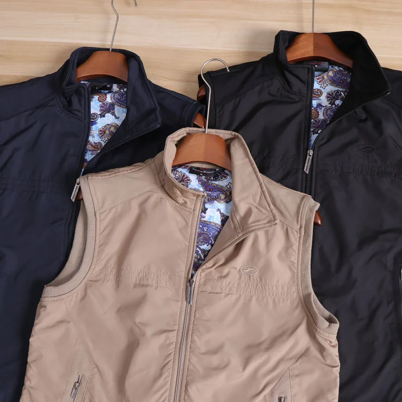 

Мужской повседневный спортивный жилет с воротником-стойкой, уличный однотонный осенний модный городской бизнес, повседневная длина-стойка на молнии