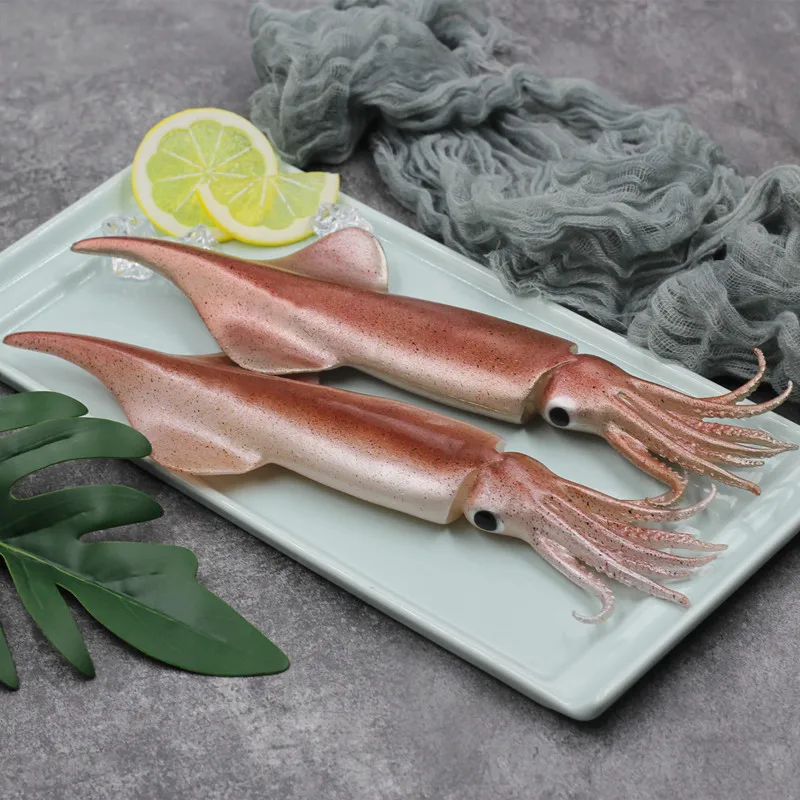 1Pcs PVC Simulation Big Squid Artificial Seafood Model Fake Food Seafood Shop Restaurant Props Ornament Wedding Party Dish Decor