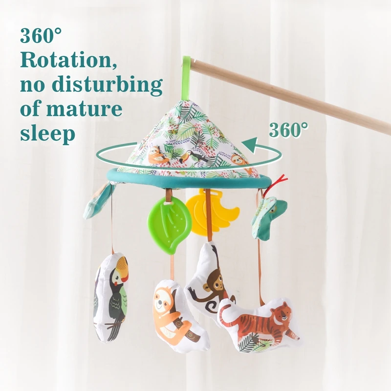 Baby Crib Mobile Bed Bell Rattle Toy Holder 0-12Months Wooden Mobile On The Bed Hanging Toys Holder Bracket Infant Crib Boy Toys