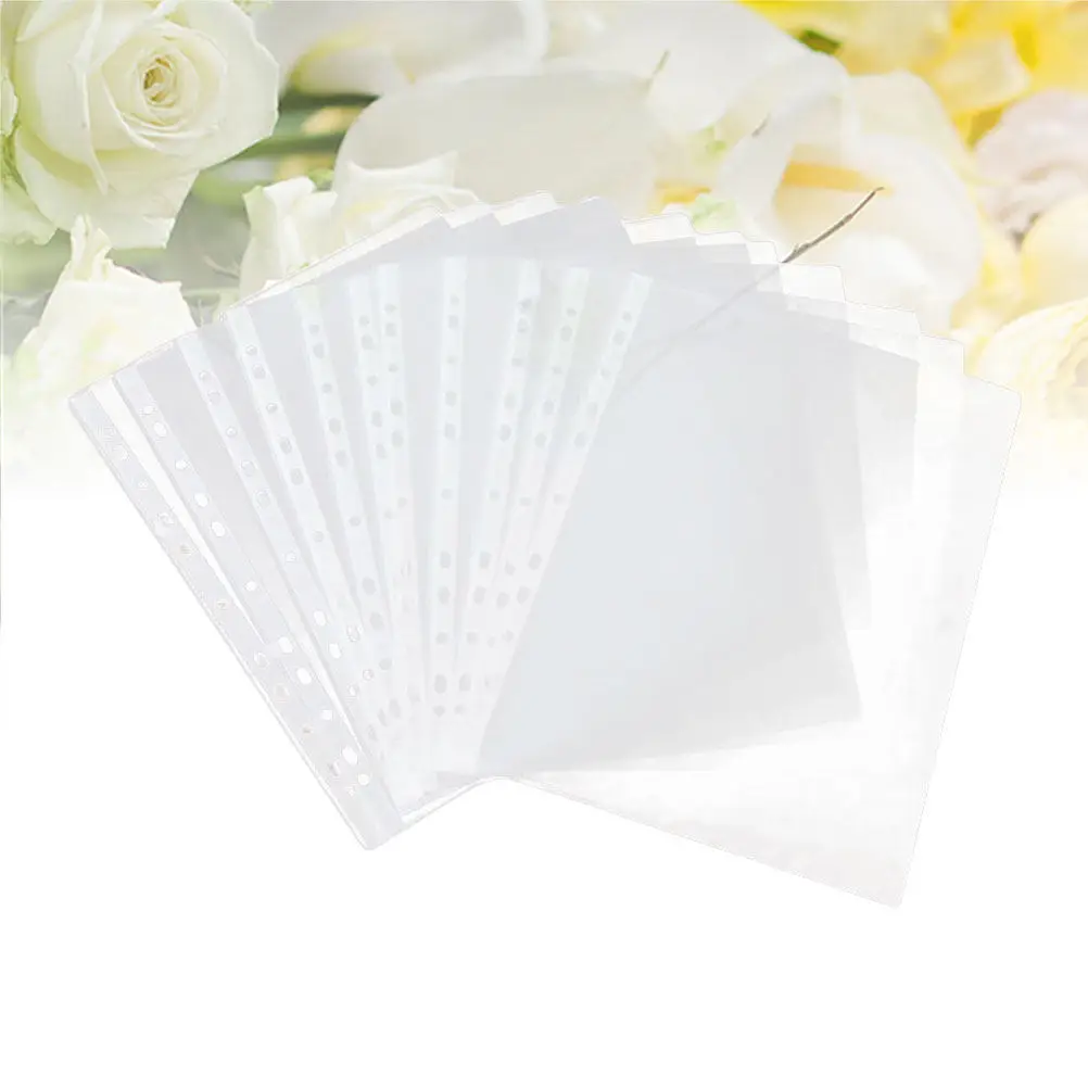 100pcs-transparent-sheet-protectors-organizer-a4-hole-clear-pouch-binder-home-office-school-file-folder