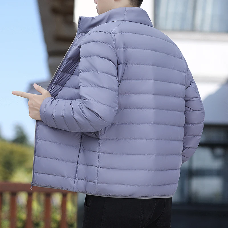 2023 autunno e inverno nuovo piumino da uomo colletto verticale leggero corto 90% piumino d'anatra bianco giacca calda Plus Size cappotto moda