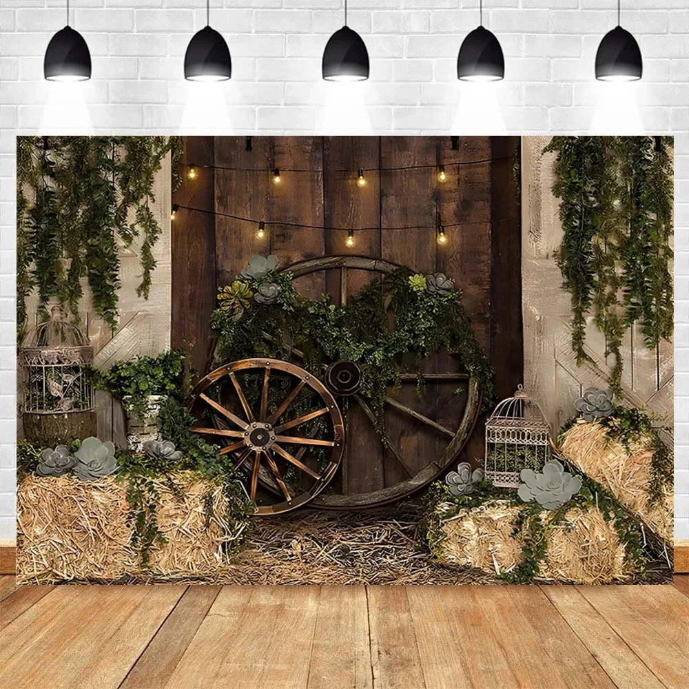 Barn Farm Birthday Backdrop Western Cowboy Photography custom Background Wood House Door Party Decor Backdrop Photo Studio Props