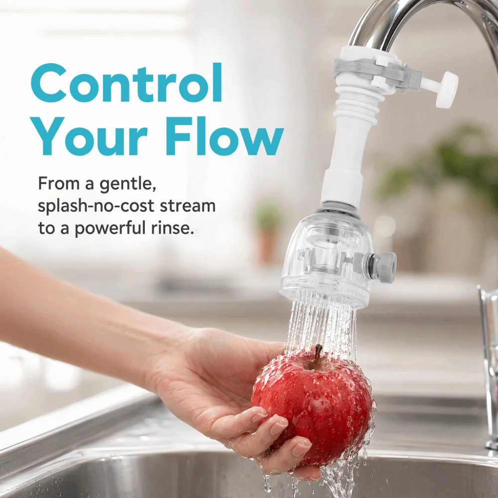 ABS + PP + TPR Faucet Extender Gray Water Saving Extension Faucet Splash Proof Rotatable Faucet Spray Adapter Kitchen Bathroom