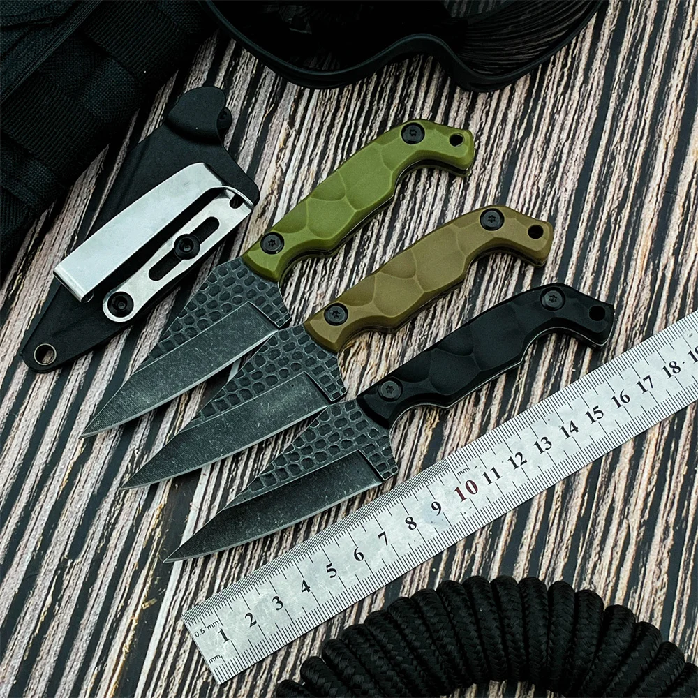 

Охотничий нож с фиксированным лезвием, мини-нож для кемпинга с ножнами, высокая твердость, лезвие 8Cr13Mov, нейлоновая ручка, уличный тактический инструмент