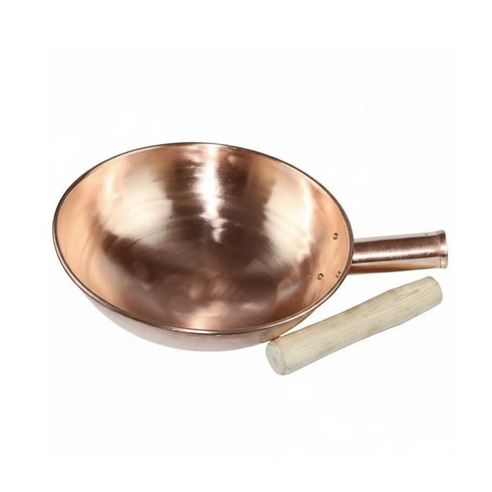 Copper Frying Pan Thick Copper Kitchen Wok Frying Sauté Pan Even Heating for Home Cooks and Chefs