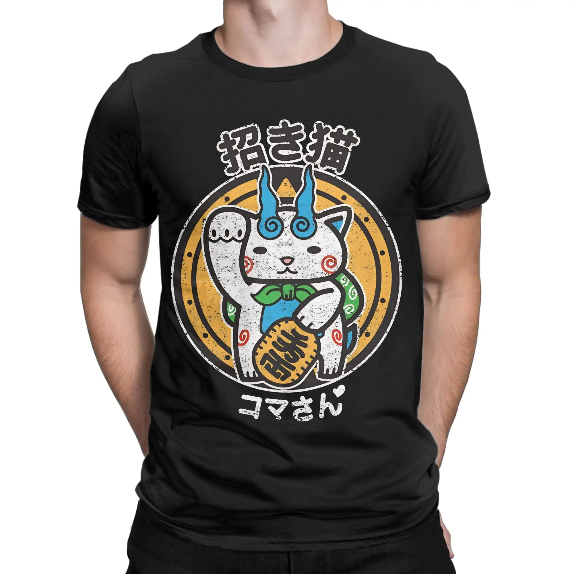 Yokai Watch Game T-Shirt for Men Women Komasan Awesome Pure Cotton Tee Shirt Round Collar Short Sleeve T Shirts Unique Clothes