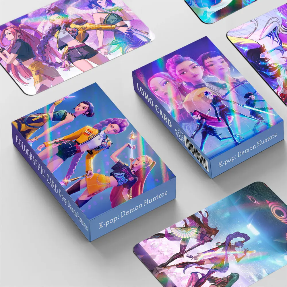30 Pcs Double-sided K-POP Demon Hunter Girl Group Collectible Game Laser Cards Anime Collectible Set for Fans Holographic Cards