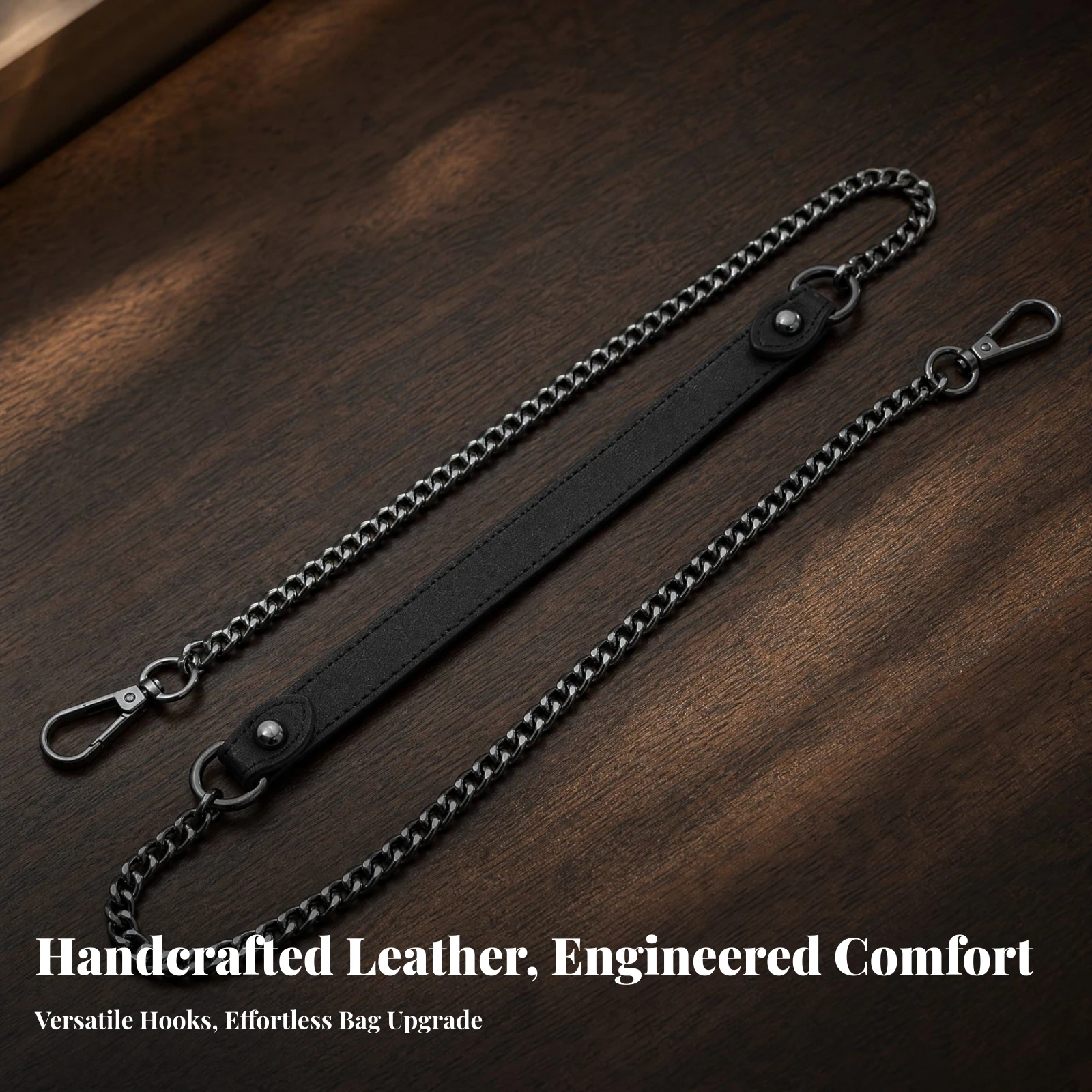 Replacement Handbag Shoulder Strap Comfortable Leather Chain Shoulder Strap with Snap Tabs Long-Lasting Long for Everyday Use