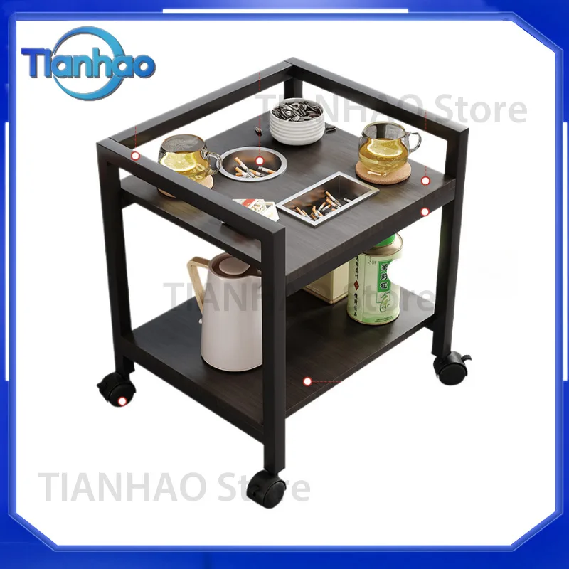 Small Movable Side Table for Mahjong Table Coffee Tea Chess Room with Storage