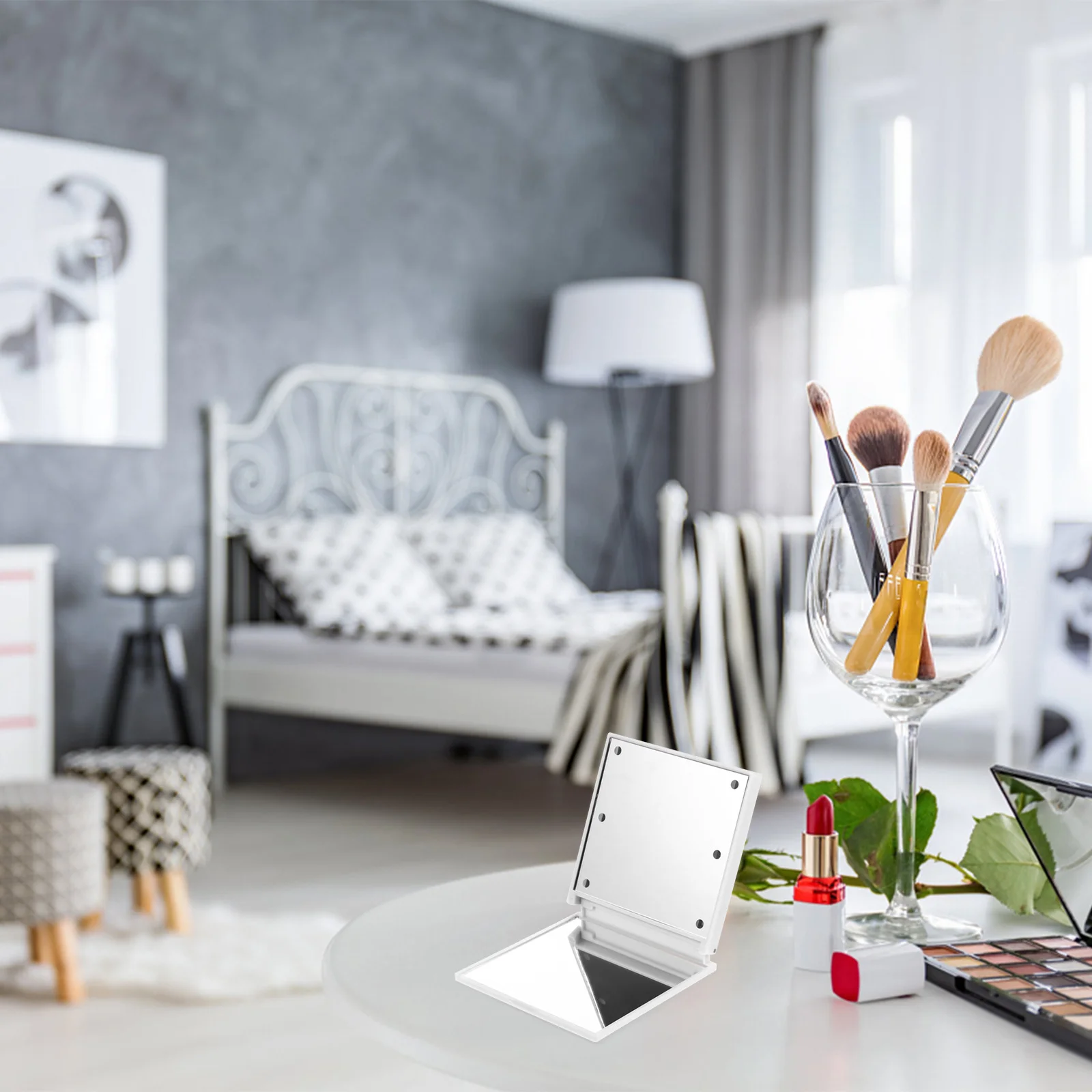 휴대용 LED 메이크업 거울 컴팩트 라이트 트루 컬러 반사 여성 소녀 생일 선물