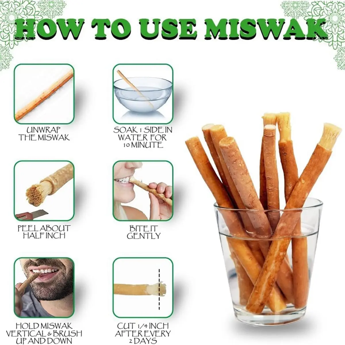 618 Mega Sale Miswak-Stäbchen Organische Siwak-Sticks für Natürliche Mundpflege Meswak Siwak-Stick Miswak Arak