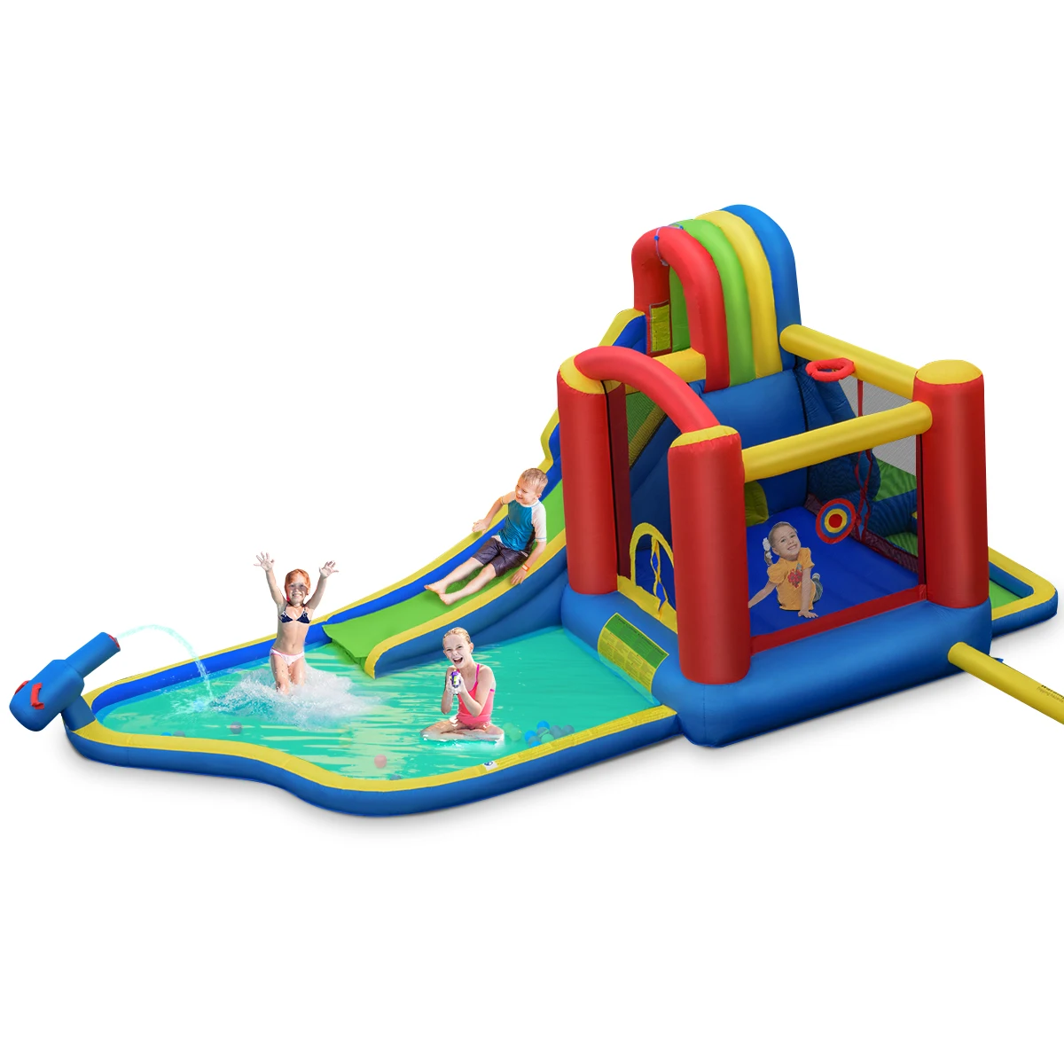 Casa de rebote inflable para niños, tobogán de escalada, parque de salpicaduras, piscina, Castillo de salto