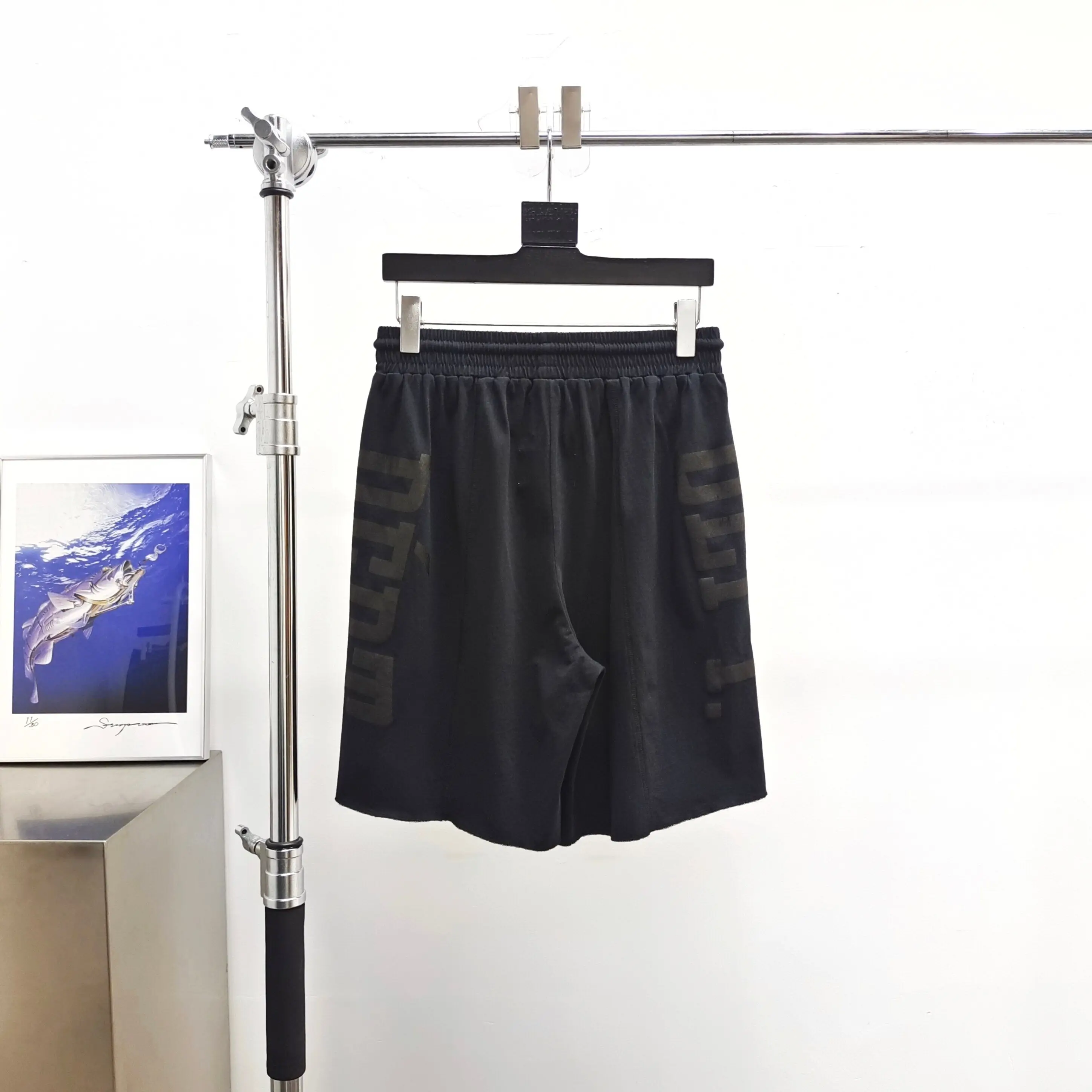 Gallery Dept Left and Right Black Letter Black Shorts