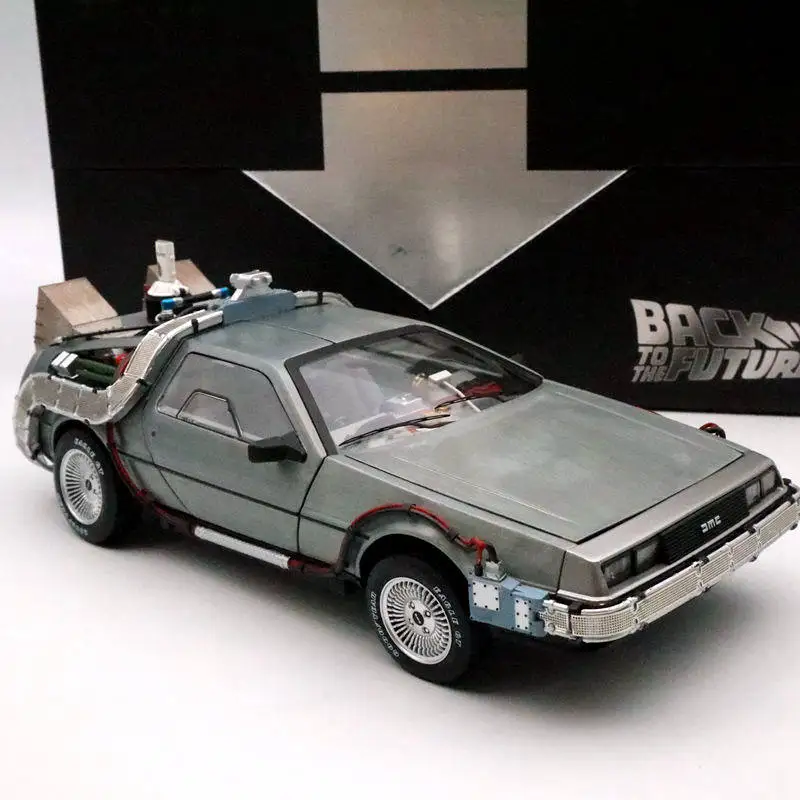 Hot W 1/18 Super Elite Back To The Future Time Machine BLY44 Ultimate Editon Collection Diecast Model