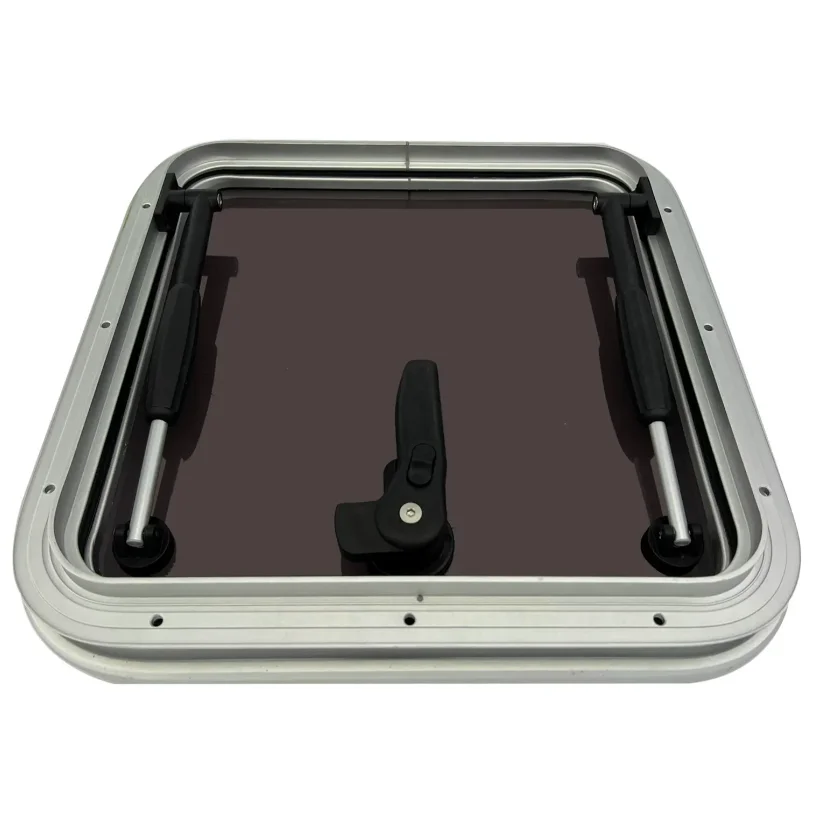 

Square Yacht Marine Aluminum Skylight Deck Square-portholes for Boats Escape Tempered Glass Window