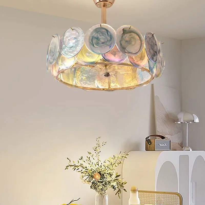 French Retro Silent Ceiling Fan with Light Oscillating for Living Room Dining Bedroom Led Lights Ceiling Light Lights for Room