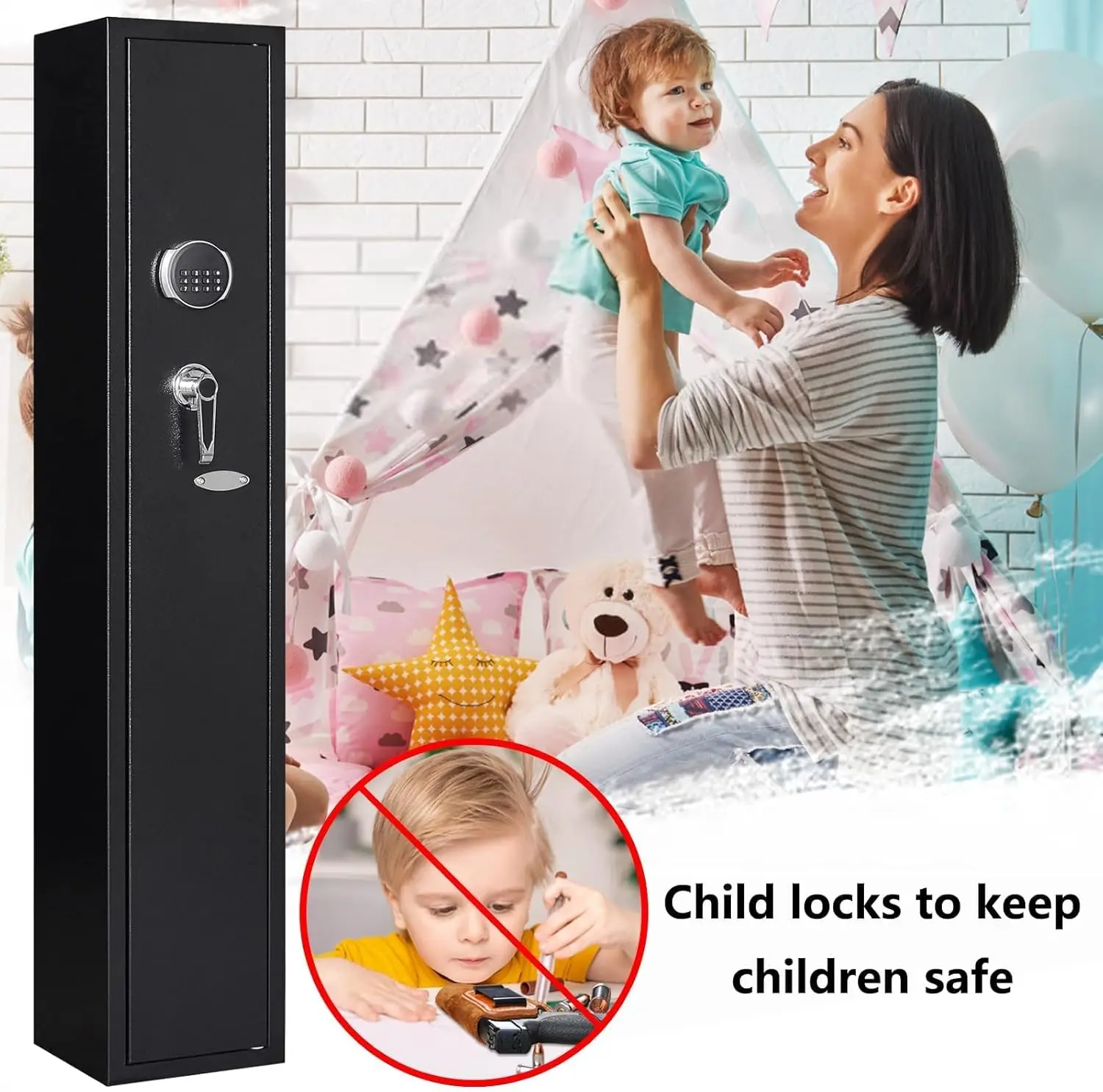 2-3 Gun Safe,Rifle Safe,Gun Safe for Rifles and Pistols,Gun Cabinet for Shotguns,Long Gun Cabinet for Shotguns with Removable St