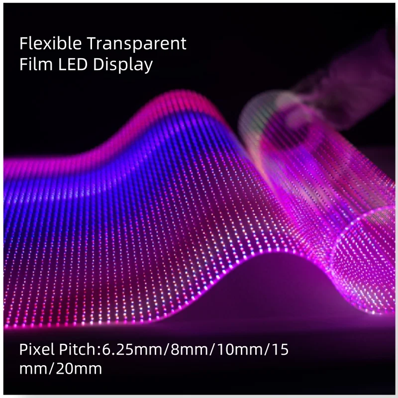 High Transparency Adhesive Flexible Transparent LED Film Crystal Screen for Glass Indoor/Outdoor Use