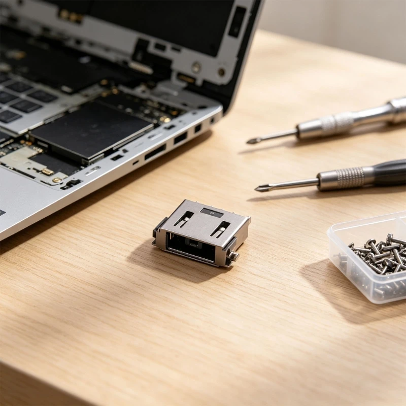 Laptop Charging Input Replacement Part with Metal Housing, Silver and Black Repair Piece for Y7000 Port Maintenance and F19E