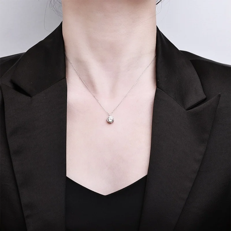 S925 فضة ستة مخلب 2-قيراط VVS1 D اللون مويسانيتي قلادة المرأة قلادة مجوهرات موضة هدية عيد الحب #3