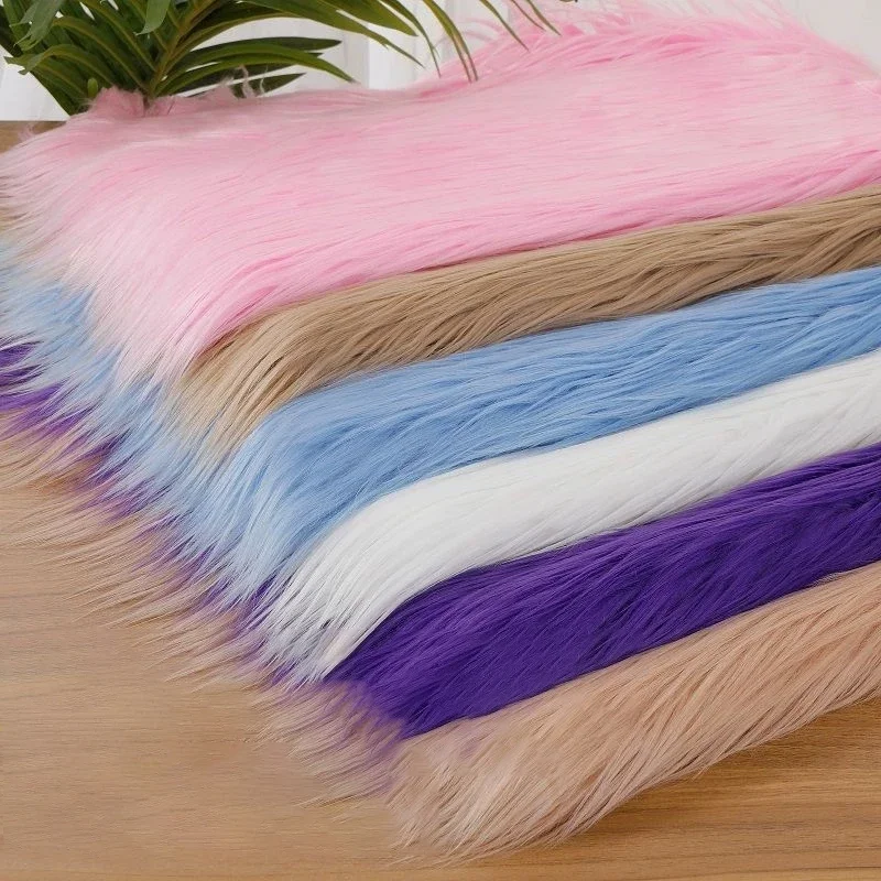 

25x45cm Long Faux Fabric For Needlework Animal Suit DIY Doll Hair 9cm Long Hair Plush Sewing Fabric Flannel fabric Tulle roll