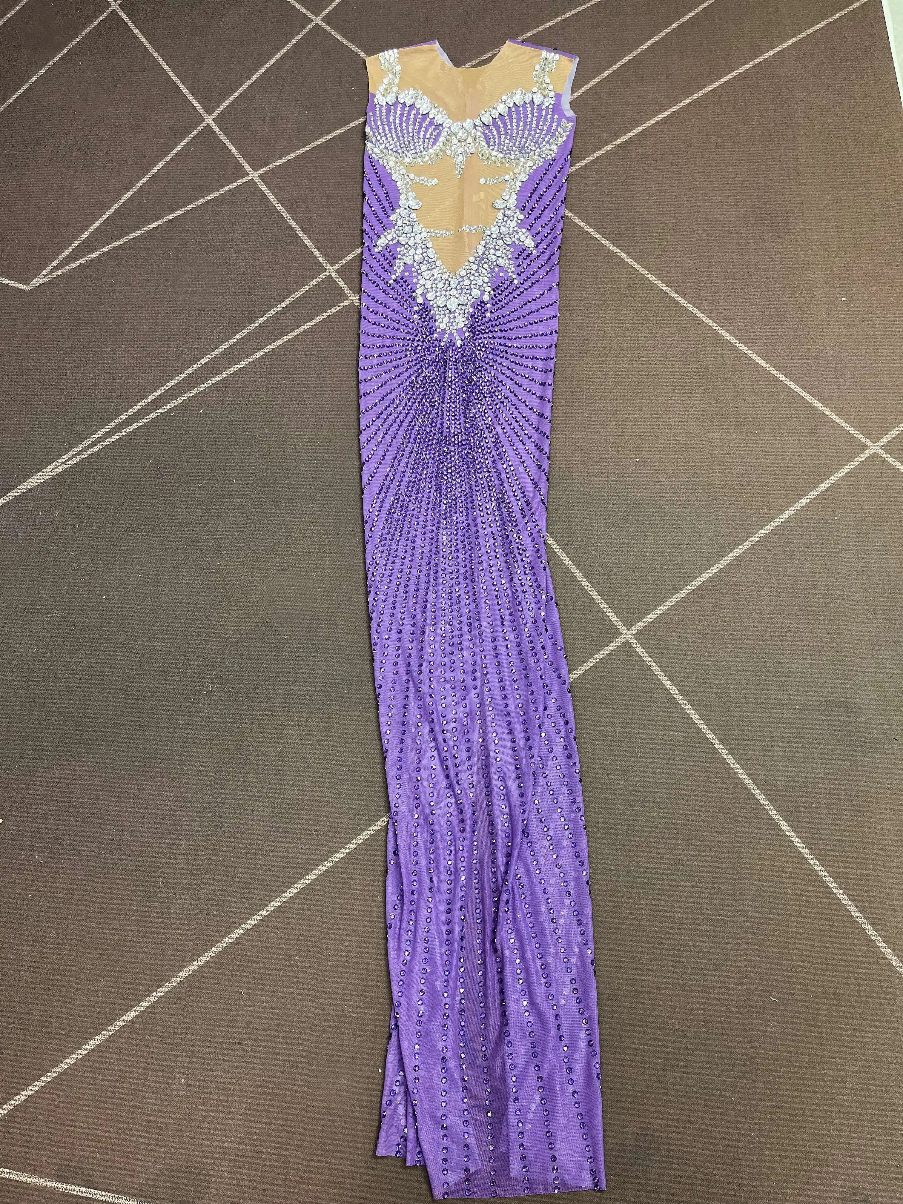 Luxury Blingbling Rhinestones Elegant Cultivation Mesh Dress Cocktail party Evening Gown Red carpet Show Outfit Chijin