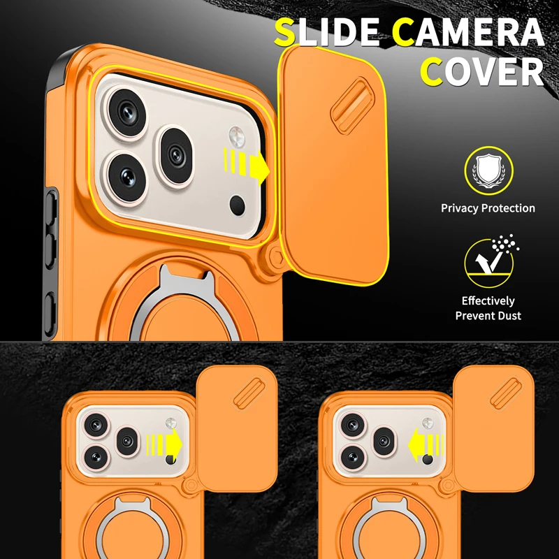 

For Honor 600 600 Pro Global Magnetic Case ELVEV Hard PC + Soft TPU Anti-drop Mount Stand Slide Camera Cover