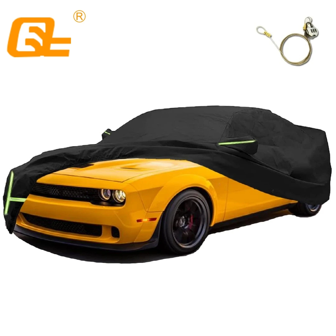 Waterproof Car Cover for 2008-2023 Dodge Challenger With Driver Zipper Dustproof and waterproof All Weather Protection Black