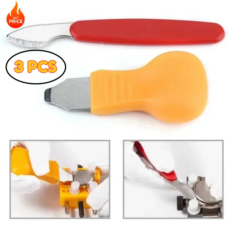 Neue 3PC Uhr Zurück Fall Opener Edelstahl Schlüssel Typ Zurück Remover Uhrmacher für Batterie Ersatz Uhr Reparatur Tool kit