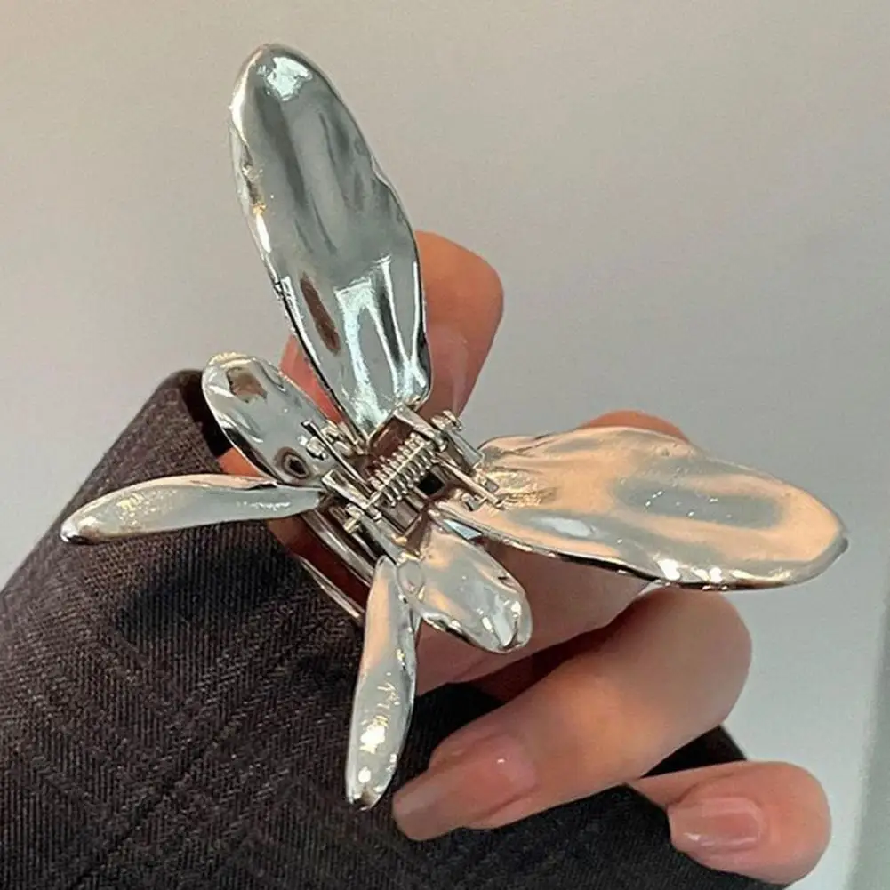 

Elf Design Hair Clip Half-tied Hairpin Small Compact Metal Hair Clip Silver Butterfly Hair Claw Back Head Styling Tool for Women