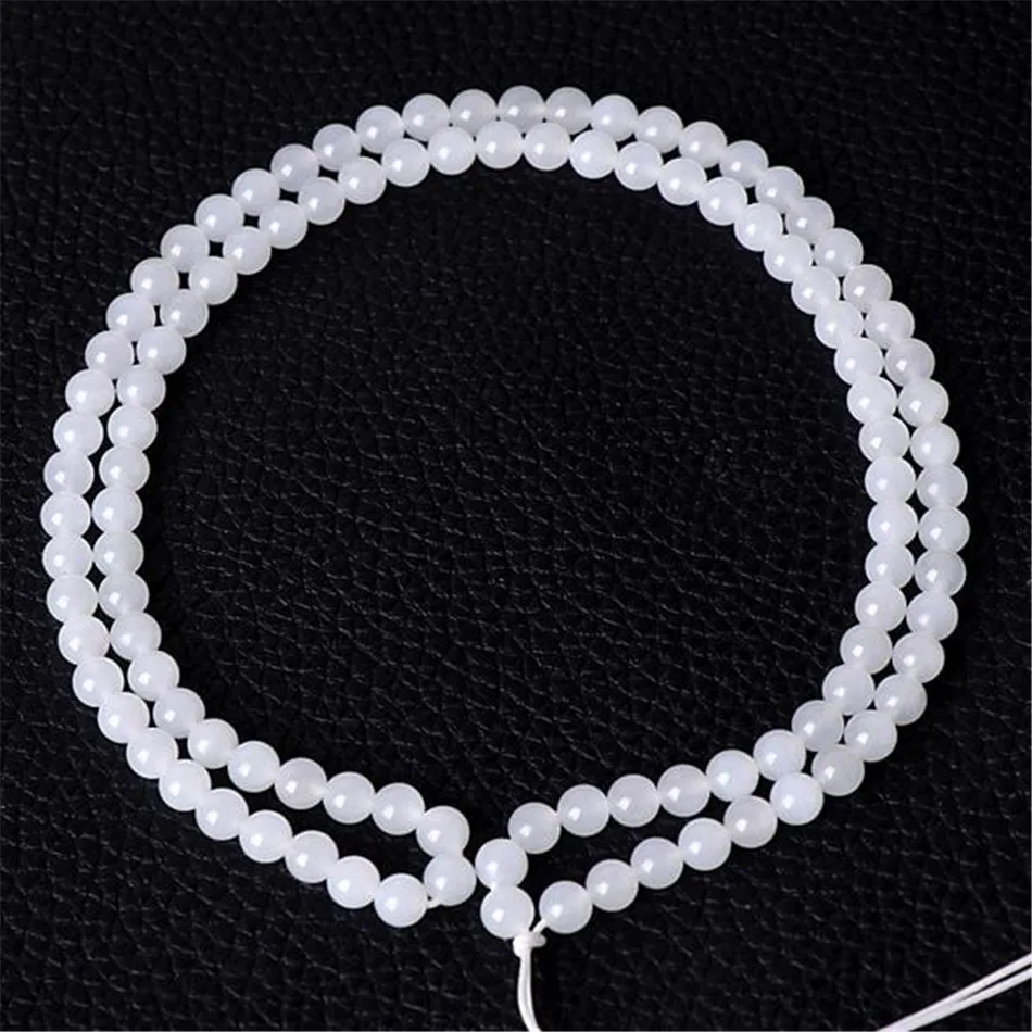 8mm 108 Natural Hetian jade beads Gemstone mala Lucky Necklace Men Women Bohemian Cuff Bangle Trendy Yoga Mala Wrap Prayer