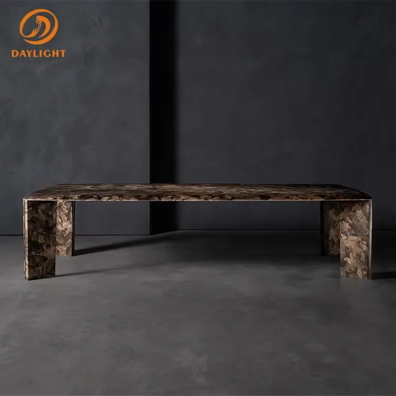 Stone Furniture Modern Rectangle Rosso Levanto Marble Dining Table with Customizable Design for Dining Room