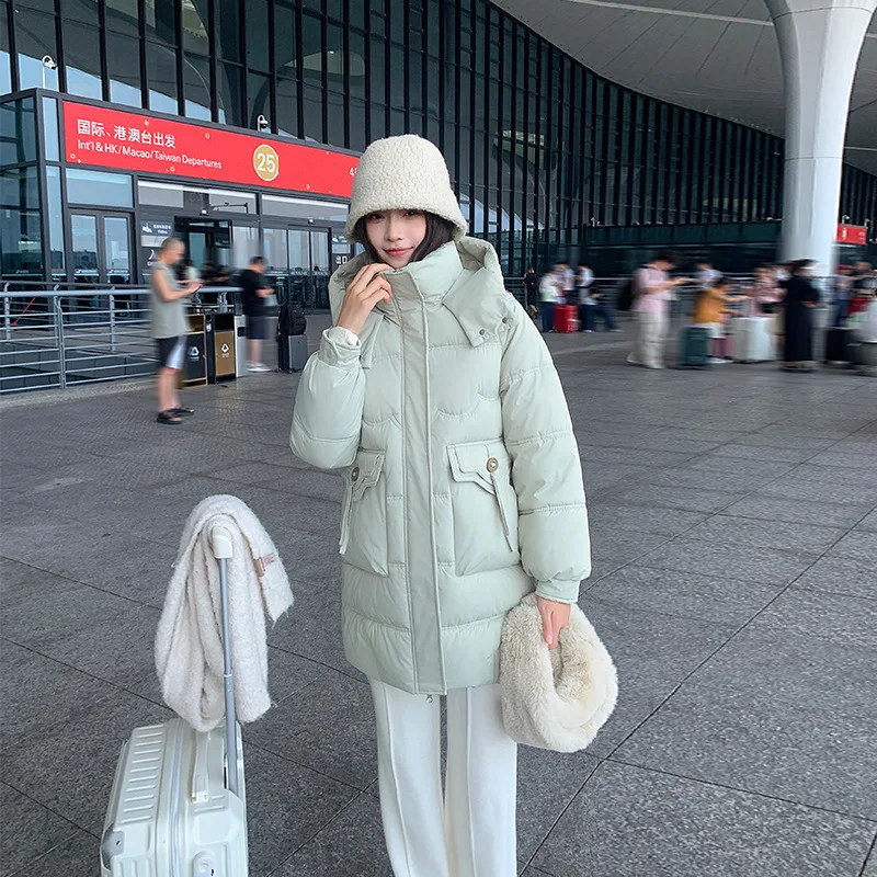Winter Women Clothing Warm Long Parka Thick Puffer Jacket Zipper Black Cotton-padded Coats Windproof Jackets New 2026 3